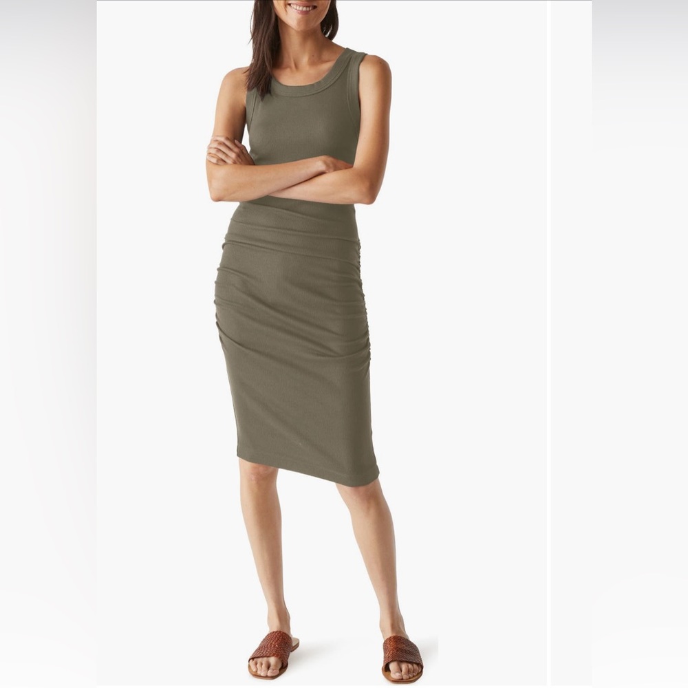 Michael Stars Demi Ribbed Dress Olive Green XS